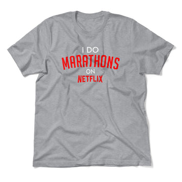 I Do Marathons On Netflix Men/Unisex T-Shirt in Athletic Heather color
